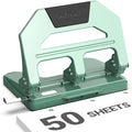 AFMAT HPX4 Heavy Duty 3 Hole Puncher, 50-Sheet Paper Punch Heavy Duty, 50% Reduced Effort Three Hole Punch, 10K+ Uses, Metal Hole Puncher 3 Ring w/Large Tray, Bulit-in S.S. Paper Guide (Green) - color: Green, size: 50-Sheet Capacity