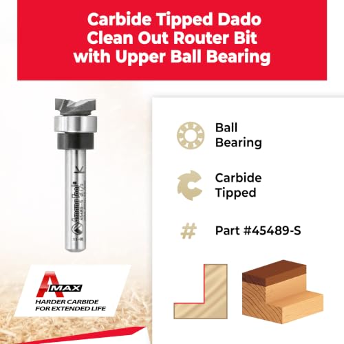 Amana Tool 45489-S Flush Trim Router Bit 1/2 D x 1/8 CH x 1/4 SHK - size: 1/2 Dia x 1/8 x 1/4" Shank