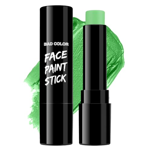 BADCOLOR Light Green Eye Black, Lime Green Face Body Paint for Sports St. Patrick's Day Camouflage Hunting Hulk, Washable Painting Sticks for Halloween Costume SFX Cosplay Witch Grinch Makeup - color: 1PCS Light Green