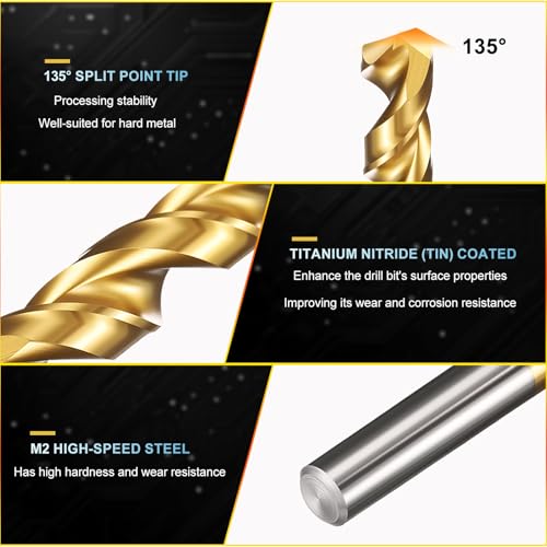 PATIKIL 3mm Drill Bit Jobber Straight Shank M2 TiN Coated 4Pcs - size: 3mm