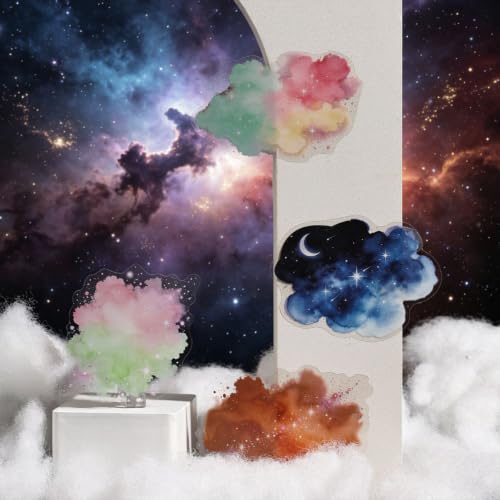 120 Pcs Watercolor Cloud PET Stickers, Aesthetic Gradient Decals - color: Record of Stained Stars
