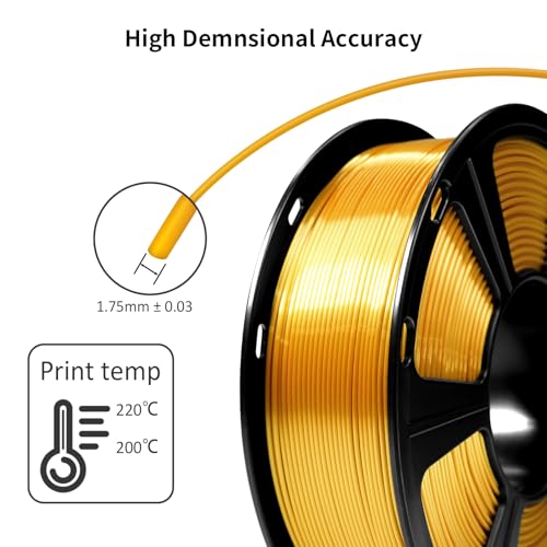 Geeetech Silk PLA Gold Filament 1.75mm, 1KG Metallic Filament - color: 1kg Silk Gold
