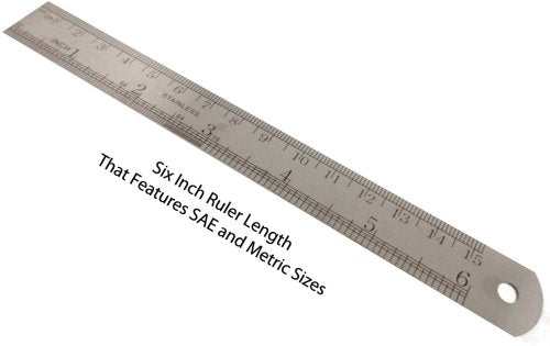 PRECISE 6" (15.2 cm) Steel Ruler | Dual Measurement in Inches & Millimeters | Stainless Steel | Pocket-Sized | Conversion Table on Back - size: 6"