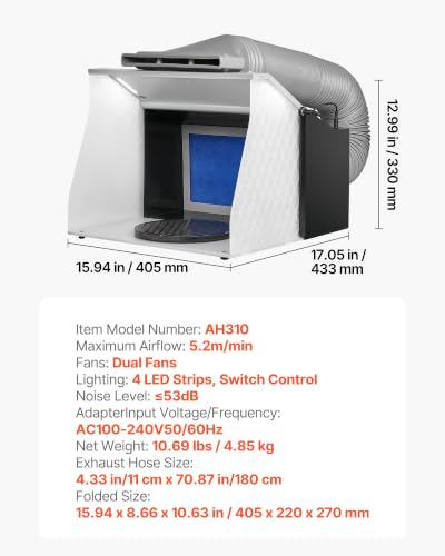 VEVOR Airbrush Spray Booth Portable Hobby Airbrush Paint Spray Booth Kit - color: Blue