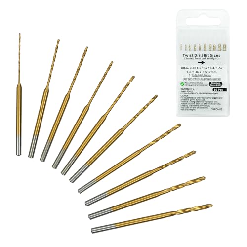 10Pcs Titanium-Coated HSS Twist Drill Bit Set for 2.35mm Collet