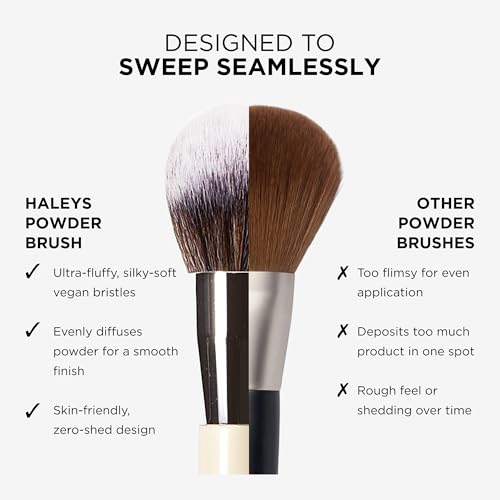Haleys Powder Makeup Brush, Soft Face Brush, Loose & Pressed Powder, Vegan - style: Powder Brush