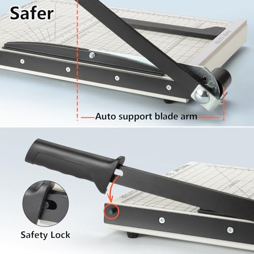 15 inch Guillotine Paper Cutter: Worklion Precision Paper Trimmer with Safety Lock,15 Sheet Capacity, Thickened Metal Based Cutting Board for Crafting Cardstock Photos Laminatedsheets in Class/Office - size: 15 inch