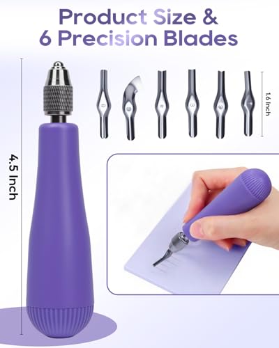 UCEC 6-Blade Linocut Set for Block Print, Purple Carving Tools for Experts - color: 1pc Linoleum Knife(purple)