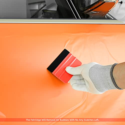 EHDIS 10pcs Vinyl Squeegee 4 Inch Car Vinyl Scraper Decal Applicator Window Tint Wallpaper Smoothing Tool with Black Fabric Felt Edge (Red) - color: Red