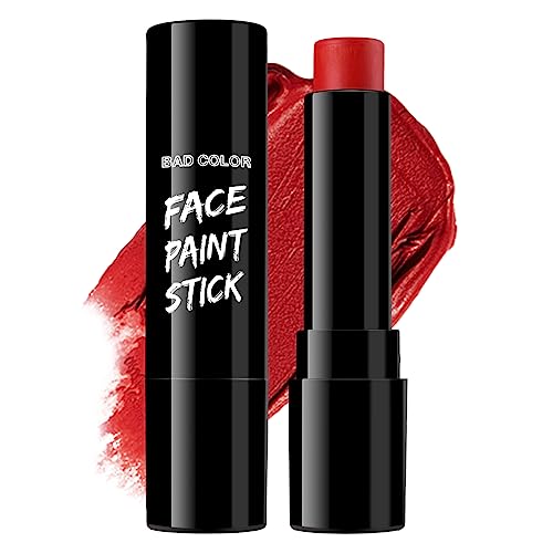 BADCOLOR Red Face Body Paint Eye Black Stick, Cream Blendable Face Painting Sticks for Sports Softball Football Baseball, Facepaint for Halloween Clown Joker Devil Cosplay Costume Parties Events - color: 1PCS Red