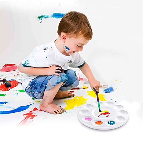 10Ps Paint Tray Palette,Plastic Round Pallet for Kids or Pupils to Painting - color: 10pcs