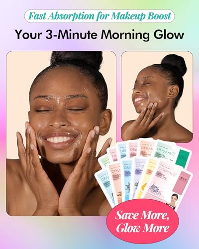 DERMAL Korean Sheet Mask Variety Pack, 24 Unique Collagen Essence Masks