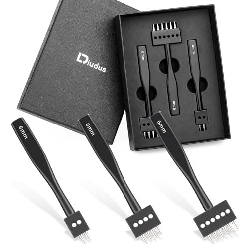 Leather Hole Punch, Prong Punch Tool 6mm 2/4/6 Lacing Stitching Punches - color: 2/4/6 Prong Black-6mm