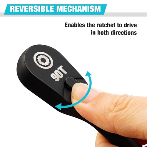 DURATECH 3-Piece Extra Long Drive Ratchet Handle, 90-Tooth Ratchet Wrench - size: 3-Piece(1/4", 3/8", 1/2")