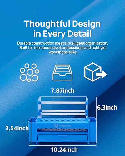 Multifunctional Repair Tool Organizer - ABS Storage Rack with DrawerScrewdriver Slots & Side Compartments for Electronics, RC Hobby & Workbench Organization-Blue
