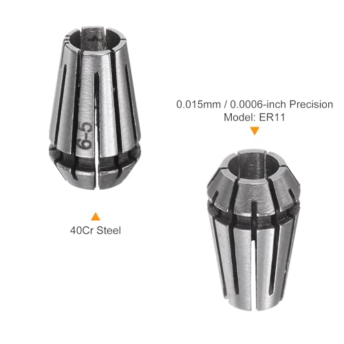 uxcell 2 Pcs ER11 6mm Spring Collet Chuck High Precision 0.015mm for CNC Engraving Machine Lathe Milling Tool