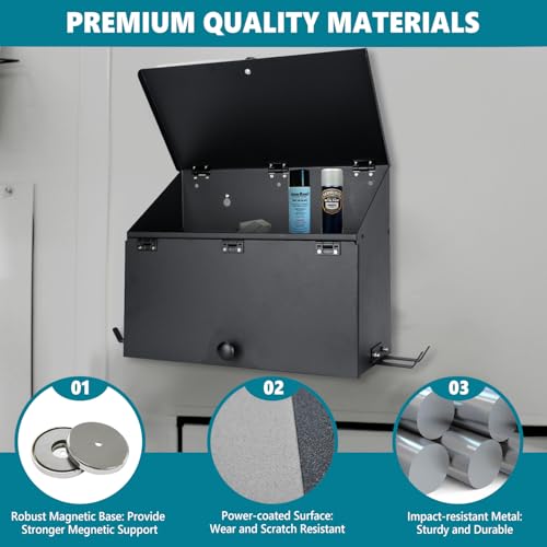 Magnetic Booth Box, Double Compartment w/ 2 Spray Gun Hangers - color: Black