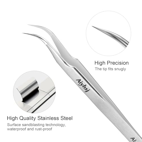 Precision Tweezer, Upgraded Fine Tip curved, High-end Stainless Steel - style: Fine Tip Curved (4.72in)