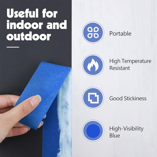 10Rolls Blue Painters Tape 1.5In×55Yd Wide Blue Masking Tape for Painting - size: 10rolls/1.5in