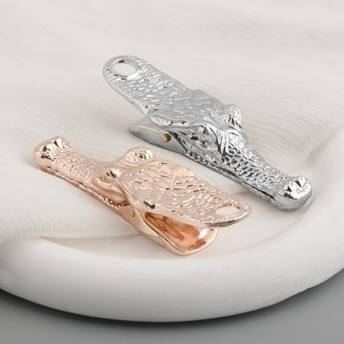 Vintage Crocodile Head Journal Clip - 3.4 Inch Heavy Duty Alligator Metal Book Clip Pin, Solid Decorative Bookmark Paper Organizer Notebook Holder Planner for Home Office Desk - color: Small Pink Clip
