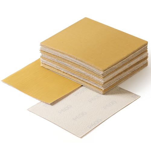 S SATC 40PCS 1/4 Sheet 600 Grit Aluminum Oxide Gold Hook and Loop Sandpaper for Palm Sander, Wood, Metal, Plastic - style: 600grit