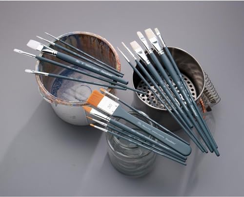 Winsor & Newton Foundation Acrylic Brush Set, SH, 3 Pack - size: Round 2, Filbert 4, Flat 2, style: Short Handle