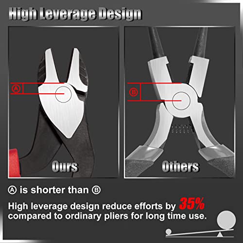 High Leverage Diagonal Cutting Pliers with Angled Head 7 Inch Wire Cutters Heavy Duty Side Cutting Pliers Professional Hand Tool Saving 35 Percent Labour - style: Diagonal Cutting Pliers