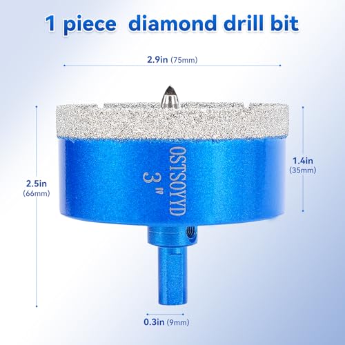 3 inch Diamond Hole-Saw Bits with Pilot Drill Bit 75mm Tile Hole Saws - size: 3'' | 75mm