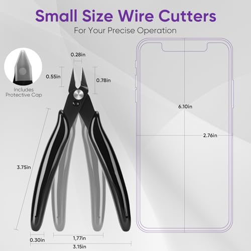5 Inch Micro Wire Cutters, 5 Pack Precision Flush Cutters, Zip Tie Cutter - color: Black (5 Pack)