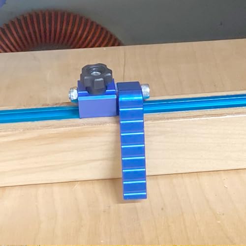 2-Pack T-Track Flip Stop for 3-Inch Woodworking Fence, Precision Blue Aluminum Miter Saw Stop Block for Universal & Double-Cut T-Tracks (23/64"), Adjustable Arm for Precise Repeatable Cutting - style: 2 Pack