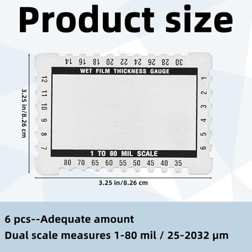 Kanayu 6 Pcs Wet Film Thickness Gauge Metal Sheet Thickness Gauge