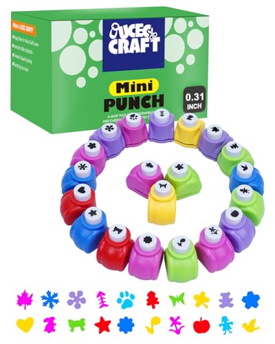 UCEC 20PCS Mini Hole Punch Shapes, Star Heart Paper Punches for Crafting - color: 20pcs multiple styles mini punch