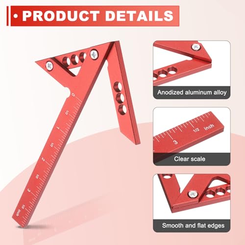 HARFINGTON Center Positioning Ruler Aluminum Alloy Center Finder Red - color: Red