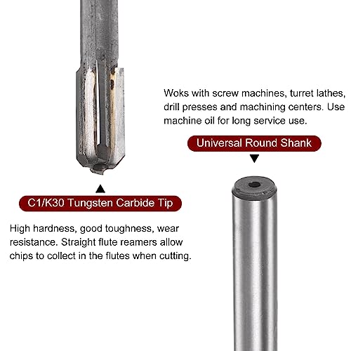 HARFINGTON Chucking Reamer 6.9mm H7 C1/K30 Carbide Tip Precision Straight Flutes Round Shank Lathe Machine Milling Cutter - size: 6.9mm