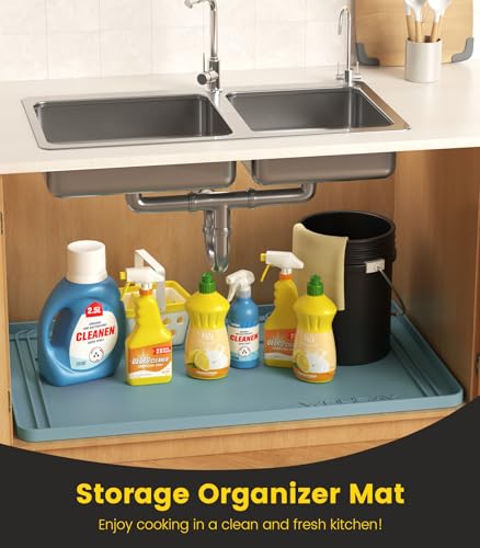 Under Sink Mats for Kitchen Waterproof 34"x22",Teal - color: Teal