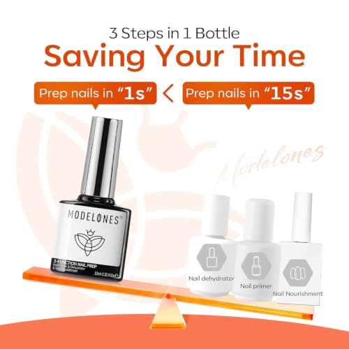 modelones Nail Dehydrator and Primer & Builder Nail Gel Builder Top Coat - color: B-Clear Bulder Nail Prep-2