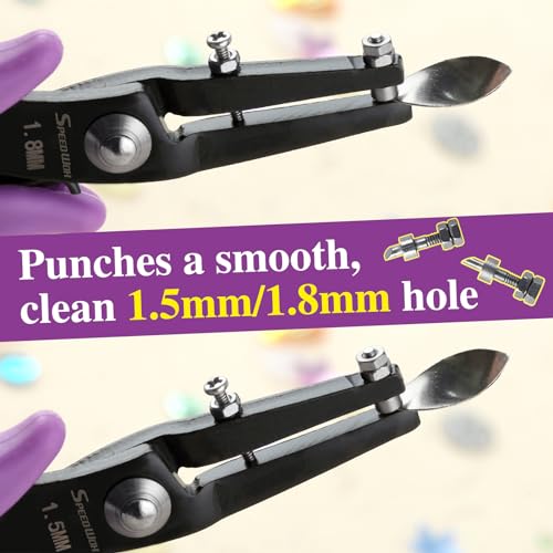 SPEEDWOX 2pcs Metal Hole Punch Pliers 1.5mm & 1.8mm Long Jaw - size: 1.5 & 1.8 mm Set 152.4 mm