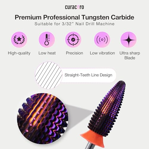 Curacoro Nail Drill Bits 3/32'' Typhoon Bits, 2 Way, Carbide Bit (Fine) - color: Galaxy - Typhoon Bit, size: Fine