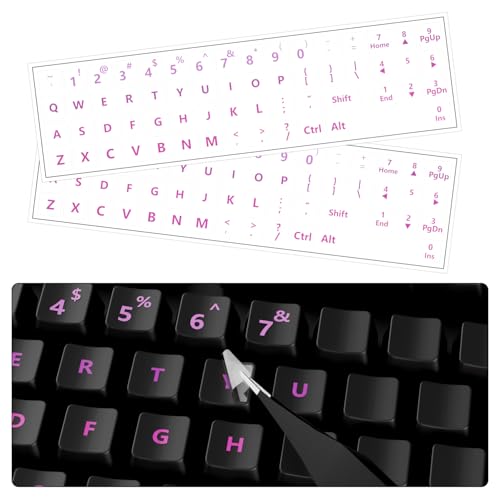 ProElife Gradient Keyboard Letter Stickers with Tweezer, Short, Pink - color: Ombre Pink