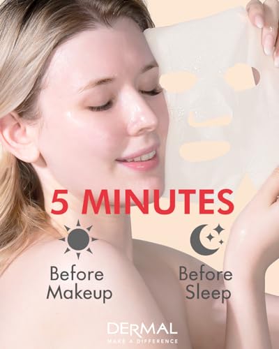 DERMAL Honey Grapefruit Collagen Essence Korean Facial Mask Sheet Pack of 10 - Rich in Vitamin C & Amino Acid - Hydrating, Evens Skin Tone & Dark Spots - Hypoallergenic Skin Friendly Sheet - color: Honey Grapefruit Collagen