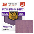 3M Pro Grade Precision Faster Sanding Sheets, 220 Grit, 11 x 9 in (20 Pack) - size: 20