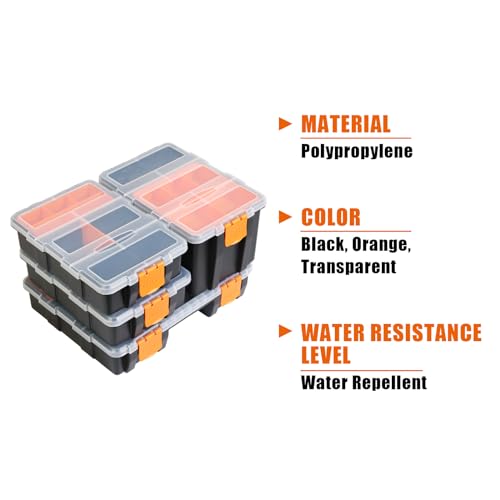 Torin AG421B Hardware & Parts Organizers: 4 Piece Versatile And Durable Storage Toolbox for Bolts, Screws, Nails, Nuts and Small Hardware, Black/Orange - size: 12 inches