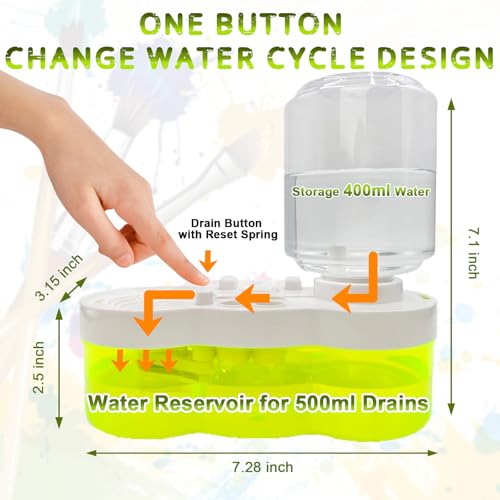 2025 Multifunctional Paint Brush Cleaner Brush rinse cup: Acrylic Paint brush cleaner tool Paint water cup Paint Water Dispenser Paint Brush Washer paint brushes for kids paint station art supplies - color: 01 Green