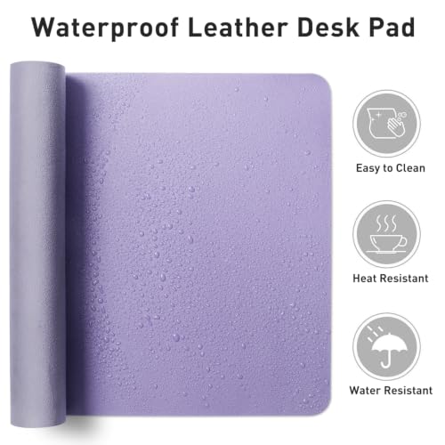 Aothia Faux Leather Desk Mat (Light Purple, 23.6" x 13.7") - color: Light Purple, size: 23.6" x 13.7"