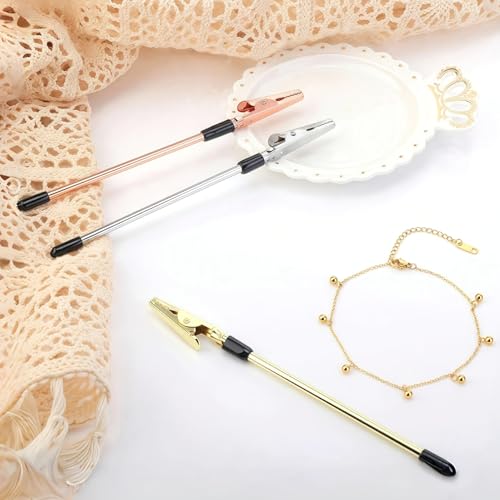 1PC Bracelet Assistance Tool Hands Free Clasp Clamp Precision Hooking for Jewelry Making Bracelet Fastening and Repair, Silver - color: Silver
