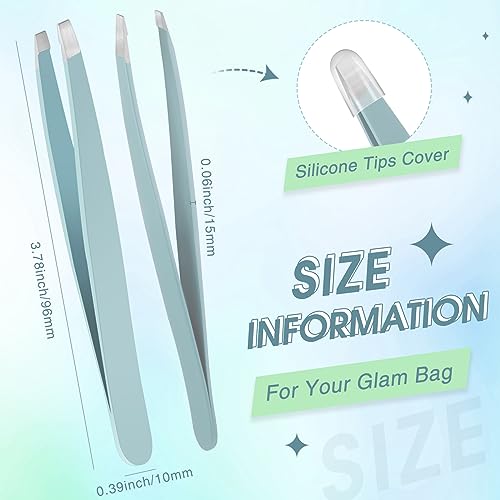 Mudder 12 Pcs Eyebrow Tweezers Set for Facial Hair in Bulk - color: Light Blue