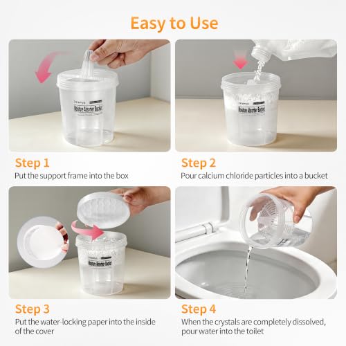 Refillable Moisture Absorber, 6 Pcs and 52 oz Refill Beads, Fragrance Free - size: Round 1100ml Bucket 6 Pack