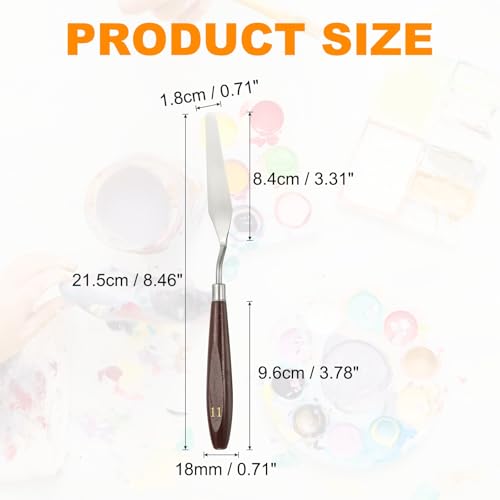 HARFINGTON 5pcs Palette Knife Painting Tool 3.31 x 0.71 Stainless Steel Art Spatula Pallet Knives Scrapers Tools with Beech Wood Handle for Acrylic Oil Canvas Mixing Spreading, Red/Silver - size: 3.31" x 0.71"