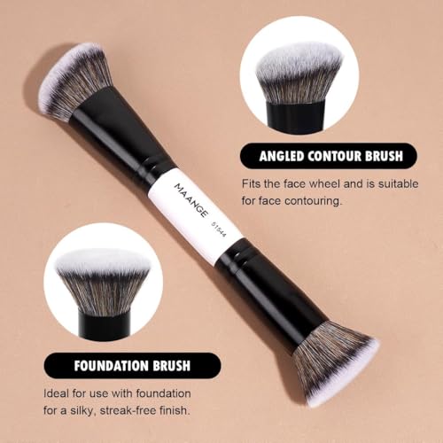 MAANGE 4 PCS Foundation Contour Conceal Brush Set, Makeup Brushes, Eyeshadow Concealer Brush, Double Sided Foundation Contour Blush Highlight Blending Eyebrow Brush For Liquid, Cream, Loose Powder - color: 4 PCS