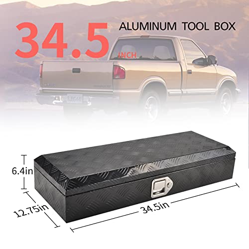 34.5" Aluminum Truck Tool Box, Black(34.5"×12.75"×6.4") - color: Black, size: 34.5"x12.75"x6.4"